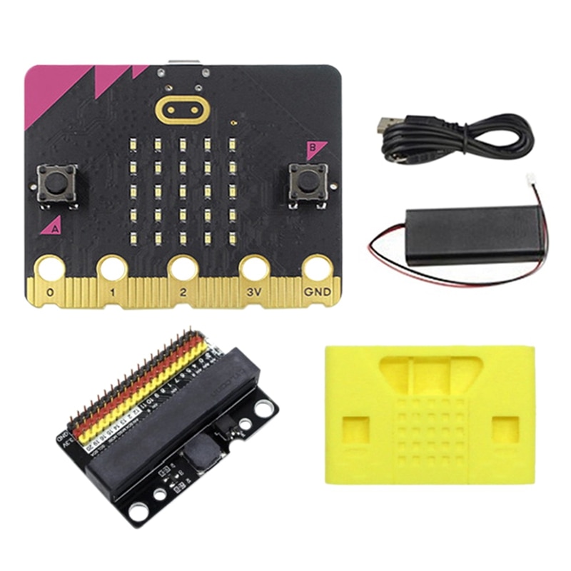 BBC Micro:Bit V2.2 Kit Built-In Speaker Mic Programmable Development Board+IO BIT V1.0 Expansion Board+Protective Case